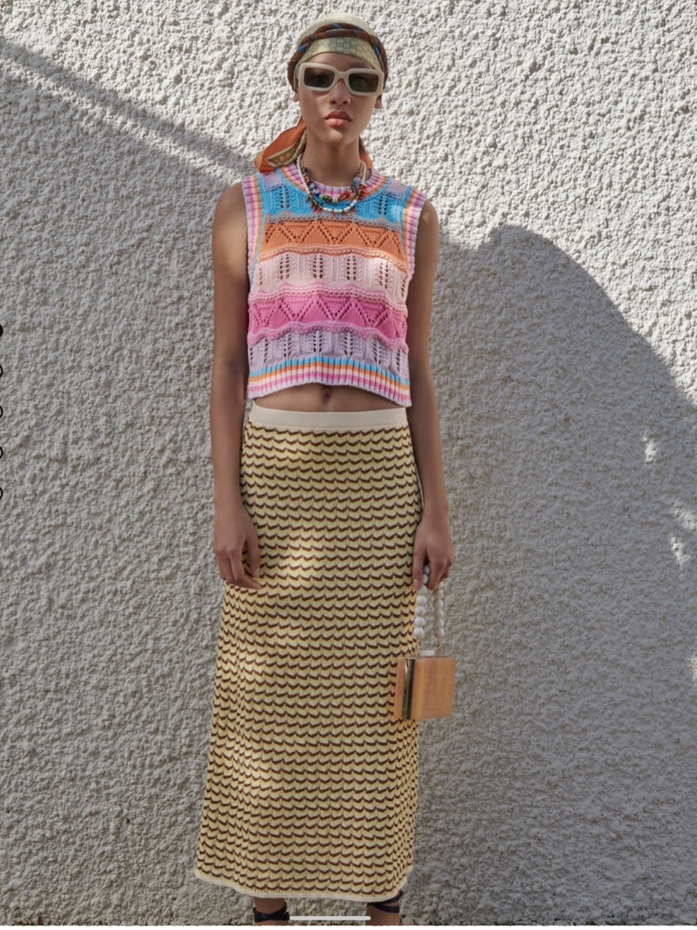 NWT Zara Crochet Knit Colorful Striped Top